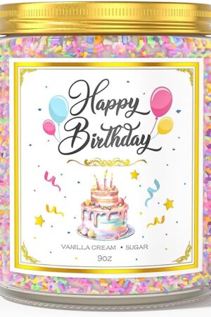 Birthday Candles - 9 oz Happy Birthday Candle with Vanilla Birthday Cake Scent, Gifts for Women & Men, Friendship Ideas