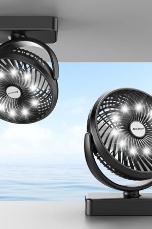AMACOOL Magnetic Cruise Fan Ship Cabin Approved, [35H Runtime] 10000mAh Rechargeable, LED Light, 3 Speeds Travel Fan, Magnetically Hangs on Cabin Walls, Cruise Essentials 2025