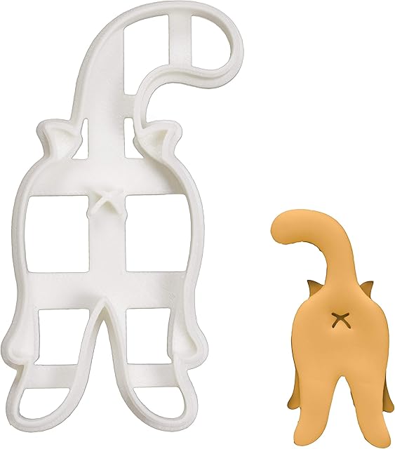 BAKERLOGY Kitty Butt cookie cutter - Detailed Biscuit Cutter Design for Baking and Crafts, ideal on fondant, dough, clay