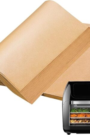 Air Fryer Liners Disposable Compatible with CHEFMAN 10 Qt Multifunctional Digital Air Fryer Accessories, Unbleached Parchment Paper, 100 PCS Square Non-Stick Baking Paper