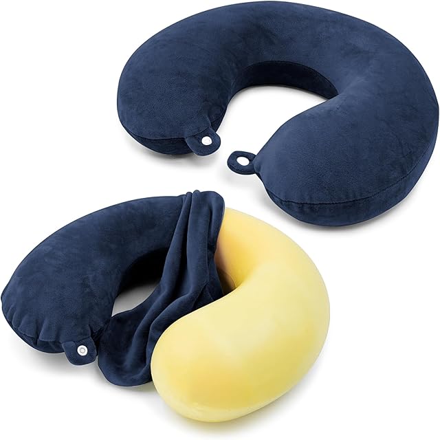 2 Packs Travel Neck Pillow Cover, Reusable U Shaped Neck Pillow Washable Soft Smooth Airplane Pillow Cover (Only Pillow Covers,No Filler)