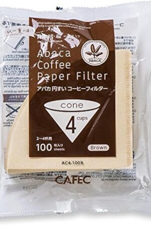Coffee Filter | CAFEC 100-Pack Cone-shaped V60 02 Style Universal 2 to 4 Cup Disposable Pour-Over Drip Coffee Paper Filter made of Eco-Friendly Refined Virgin Pulp (Brown) CUP 4 |AC4-100B
