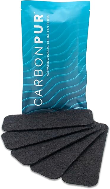 Activated Charcoal Ceiling Fan Filters, 5-Pack (5) for Fresher, Cleaner Air | Eliminate Odors, Dust, and Pollutants | Easy Install and Long-Lasting Performance