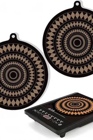 2 PCS Thermochromic Silicone Cooktop Protector Mat - Non-Slip Induction Cooktop Stove Mat For Induction Cookware, Stovetop & Countertop, Easy To Clean & Durable - Color Changing Pot Pad