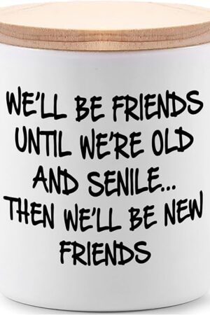 BFJLIFE Best Friend Birthday Gifts for Women Bestie Christmas Friendship Gifts for Women Friends Female Novelty Unique Lavender Scented Soy Candles We'll Be Friends Until We're Old and Senile