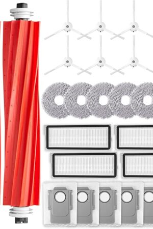 26 Pack Accessories for Roborock Qrevo S/Qrevo Pro/Qrevo Plus/Qrevo Maxv Vacuum Robot, Replacement 2 Main Brush 6 Mop Pads 6 Dust Bag 6 Sidebrush 4 Filter 1 Cleaning Brush 1 Screwdriver