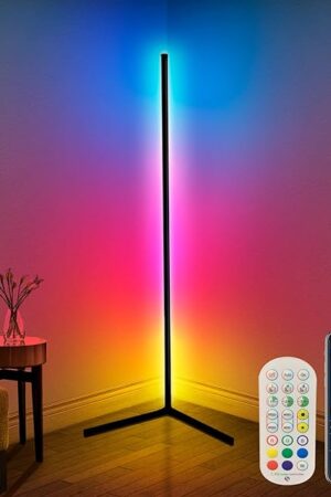 Corner Floor Lamp,65? Color Changing LED Floor Lamp with Music Sync,Modern Mood Lighting Corner Lamp with Remote & App Control, Creative DIY Mode & Timing,RGB Floor Lamps for Living Room Gaming Room
