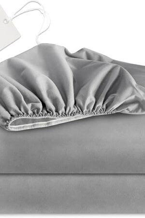 Biloban Twin Fitted Sheet 2 Pack Twin Bedding Deep Pocket Grey
