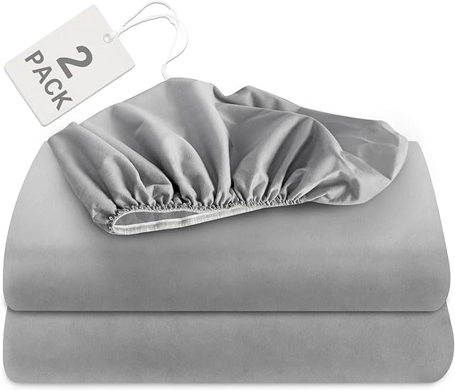 Biloban Twin Fitted Sheet 2 Pack Twin Bedding Deep Pocket Grey