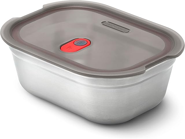 BLACK + BLUM Lunch Box - Meal Prep Containers Reusable for Picnic & Camping - Microwavable Stainless Steel Lunch & Dinner Food Storage Box with Leak Proof Lid - Dishwasher & Oven Safe - Small - 600ml