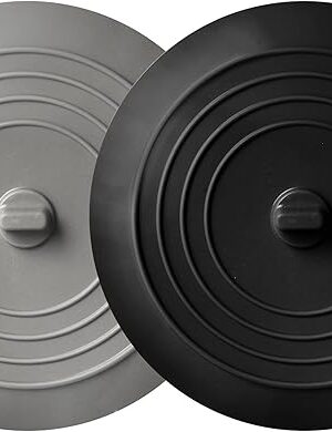 2 Pack - Black and Gray 6" Kitchen Sink and Bathtub Stoppers Set for Standard Kitchen Sink Drain and Bathtub Drain