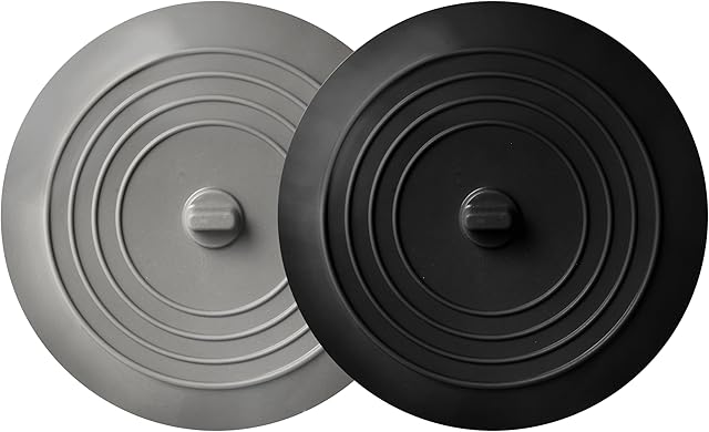 2 Pack - Black and Gray 6" Kitchen Sink and Bathtub Stoppers Set for Standard Kitchen Sink Drain and Bathtub Drain