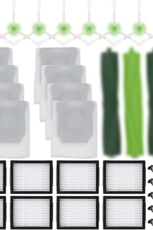26 Pack Compatible with E/i/j Series Replacement Parts, E5 E6 E7 i2 i3 i3+i4 i4+ i6 i6+ i7 i7+ i8 i8+/Plus, 2 sets of multi-surface rubber roller brush 8 filters 8 side brushes 8 bags