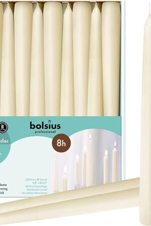 BOLSIUS 30 Count Household Ivory Taper Candles - 10 Inches - Premium European Quality - 8 Burn Hours - Bulk Pack Unscented Dripless and Smokeless Home Décor, Restaurant, Wedding, & Party Candlesticks
