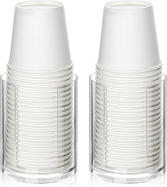 2 Pack Mouthwash Cups Holder,Bathroom Cup Dispenser,Small Disposable Paper Cup Tray for Bathroom Sink Counter