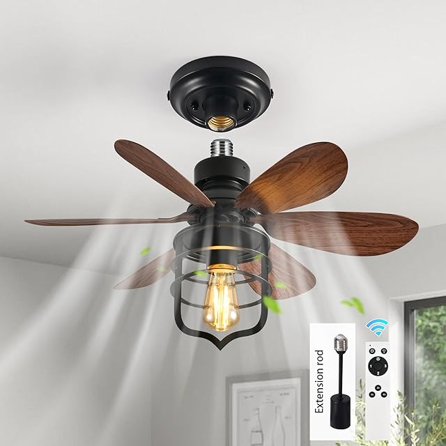 Garwarm 20IN Ceiling Fans with Lights Socket Fan Light Small Ceiling Fan