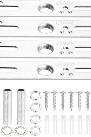 4" Ceiling Light Fixture Mounting Bracket Kit, 4Pcs Universal Lamp Crossbar Hardware Set for Chandelier & Wall Lights, Silver