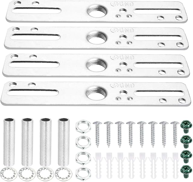 4" Ceiling Light Fixture Mounting Bracket Kit, 4Pcs Universal Lamp Crossbar Hardware Set for Chandelier & Wall Lights, Silver