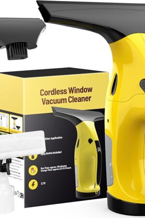Window Vacuum Squeegee Cordless, Rechargeable Window Vacuum Cleaner with 2 X Squeegee (11?+ 6.7?), Electric Window Vac for Windows, Tiles, Mirrors, Showers, Glass, 2200mA