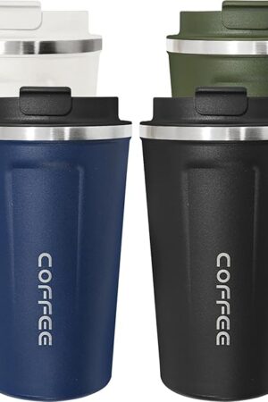 4 Pack Insulated Coffee Tumblers with Lid 17oz Stainless Steel Travel Coffee Mug Reusable Coffee Cup to Keep Cold and Hot Drinks for Car, Daily, Travel and Gifts, Multicolor
