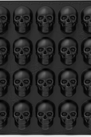 20 Cavities Large Skull Silicone Mold - 3D Skull Ice Cube Mold, Halloween Silicone Molds Bpa Free for Chocolate, Jelly, Wax Melt, Ice Cubes, Gelatin and Resin
