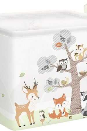Clastyle 36L Large Woodland Animal Tree House Baby Basket Rectangle Deer Fox Squirrel Shelf Basket with Handle Collapsible Book Toy Clothes Towel Nursery Storage Basket