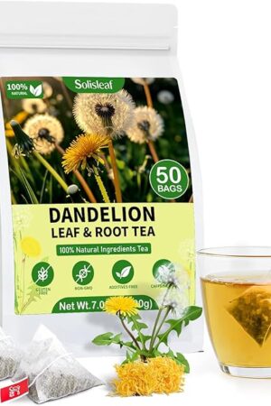 Dandelion Leaf and Root Tea Bag - Natural Herbal Detox (50 Teabags) | For Liver & Kidney | Supports Digestion | Caffeine Free | No Additives | Roasted Dandelion Root