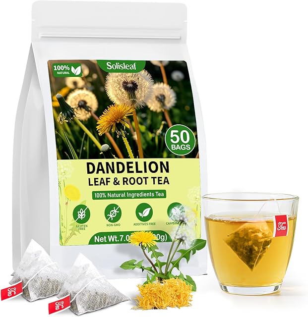 Dandelion Leaf and Root Tea Bag - Natural Herbal Detox (50 Teabags) | For Liver & Kidney | Supports Digestion | Caffeine Free | No Additives | Roasted Dandelion Root