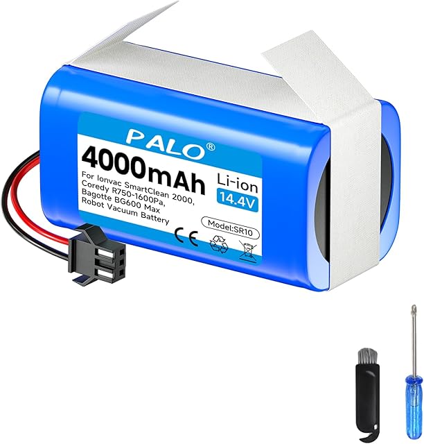 4000mAh Replacement Battery for Ionvac SmartClean 2000 7687 7688 Robovac, for Bagotte BG600 Max BG700 BG750, for Coredy R750-1600Pa R300 R3500 R3500S R500 R500+ R550 R580 R600 R650, for Lubluelu SL60D