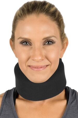 Vive Cervical Collar Neck Brace for Neck Pain and Support for Women & Men - Soft Foam Brace for Pain Relief - Comfortable Corrector Wrap for Posture, Sleeping, Radiculopathy, & Spine (Black, 3 inch)