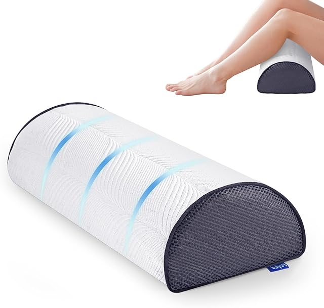 Bolster Pillow-Knee Pillow for Back Sleeping-100% Memory Foam Bolster Pillow for Legs, Lumbar Support Cylinder & Spine, Premium Under Knee Cushion for Bed, Massage Table & Home Use, 20"x7.8"x5"