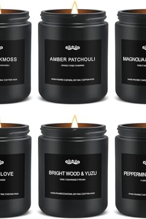 6 Pack Candles for Home Scented Aromatherapy Candles Gifts Set for Men, Men Candle Set, 42 oz 300 Hour Long Lasting Candles, Gifts for Mens, Birthday, Anniversary Present