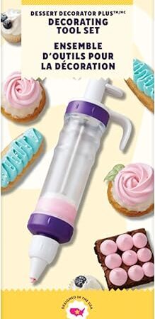 Wilton Dessert Decorator - The Kit Includes a Plunger-Style Tool, 2 Couplers, 1 Fill Tip, 4 Decorating Tips, Plastic, White & Purple