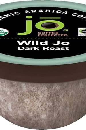 WILD JO: 36 Cup Organic Dark French Roast Compostable Coffee Pods for Keurig K-Cup Compatible Brewers | Bold Strong Rich Wicked Good | Eco-Friendly Single Serve | Fair Trade Certified Gluten Free