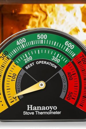 Wood Stove Thermometer with Large Dial, Magnetic Stove Pipe Thermometer for Wood, Gas, Pellet Stoves (1 Piece)