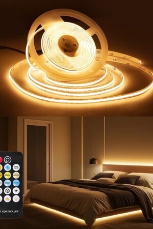 COB LED Strip Lights, 16.4Ft Dimmable White(2700K-6500K) LED Lights for Bedroom with RF Remote, 24V Ultra Bright 2800 LEDs High Density Under Cabinet Lighting for DIY TV LED Backlight Mirror Kitchen