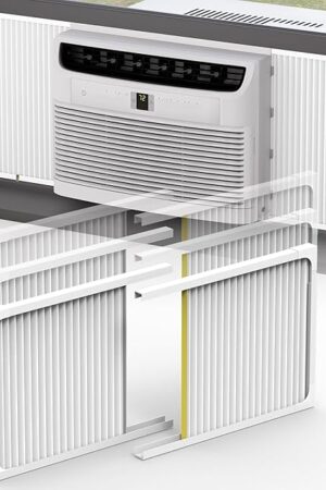 Window AC Side Panel with Frame, Adjustable Air Conditioner Side Panels for Window Units of 5,000~14,000 Btu, Extra Wide Window Air Conditioner Side Panels Kit, Pack of 2