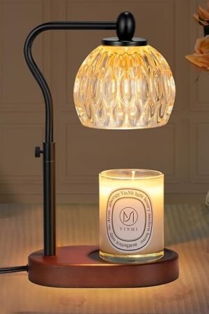 Candle Lamp with Timer & Dimmer - Height Adjustable for Scented Candles, With 2 * 50W Bulbs - Home Decor Gift for Mothers Day (Black)