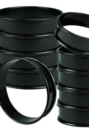 10 Pack Cookie Rings for Baking NONSTICK Upgrade Double Rolled Tart Rings, Cookie Circle Baking - 4 Inch+3.35 Inch Set Round Metal Pastry Rings Mold for Baking, Pancakes