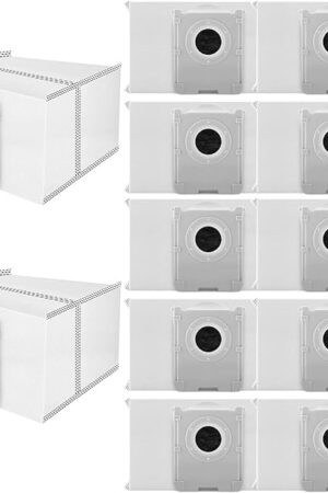 12 Pack Dust Bags Compatible With ECOVACS DEEBOT T50 Series,T50 PRO/T50 MAX/X8 PRO OMni X9 PRO Omni T80 Omni,Vacuum Cleaner, Vacuum Replacement Bags, Large Capacity Dirt Disposable Vacuum Bags.