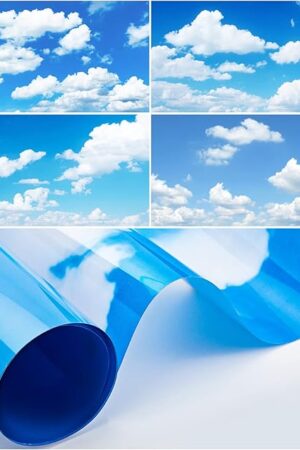 Amylove 4 Pcs Fluorescent Light Covers Classroom Ceiling Panels Light Filters with Backlit Film Material for Office School, 4 x 2 Feet (White, Blue,Cloud)
