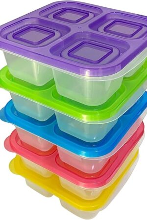 AQSXO 5 Pcs Bento Snack Food Containers, Divided Food Storage with Lids for Travel, Reusable Meal Prep Lunch Containers.