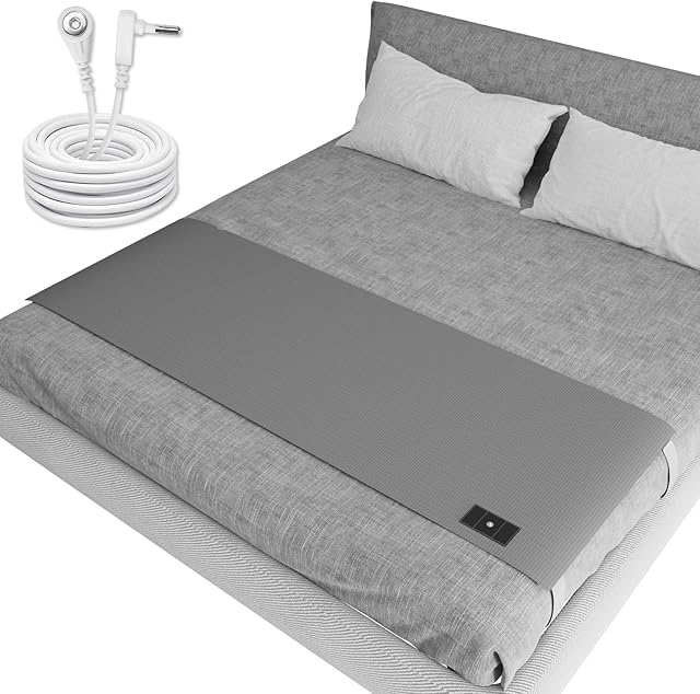 Grounding Sheets for Queen Size Bed, Grounding Bed Sheets with 10% Silver Fiber, Earth Connected Sheets for Better Sleep, Energy, Pain Relief, Inflammation, Gray, 27"*60"