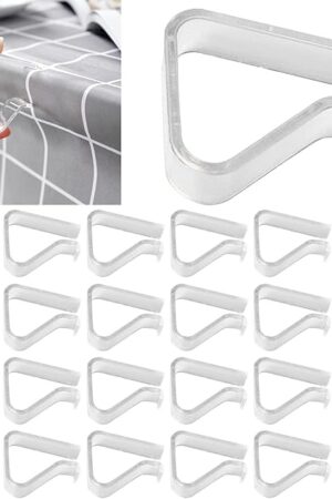 24 Pieces Transparent Clear Tablecloth Clips, Plastic Table Cloth Clips，Windproof Table Cover Holder Clamps，Table Cloth Holder for Christmas Home Wedding Party Indoor Outdoor Camping Picnic (Large)