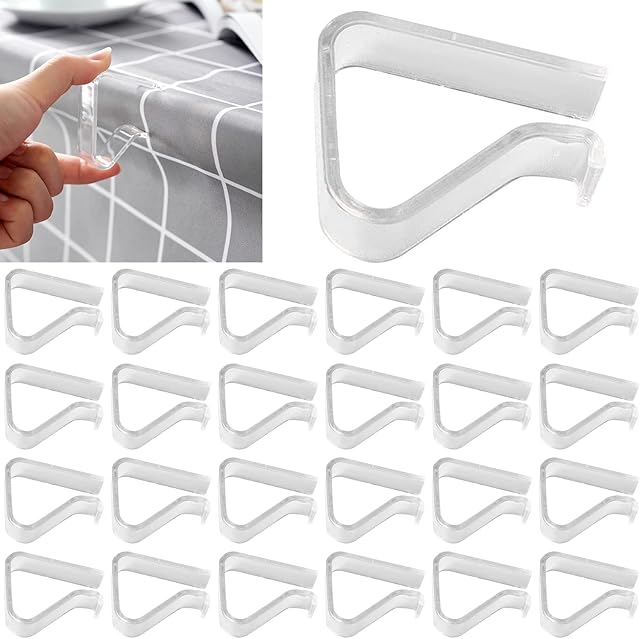 24 Pieces Transparent Clear Tablecloth Clips, Plastic Table Cloth Clips,Windproof Table Cover Holder Clamps,Table Cloth Holder for Christmas Home Wedding Party Indoor Outdoor Camping Picnic (Large)