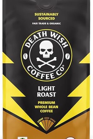 Death Wish Coffee, Light Roast Whole Bean Coffee, 16 Ounce