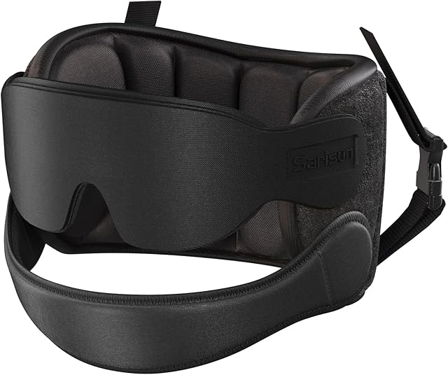 Airplane Pillow Combo with Chin Strap, Travel Pillows for Airplanes with Sleep Eye Mask, Plane Pillow for Long Flights, Car Road Trip, 360° Headrest, Stop Bobblehead, Black