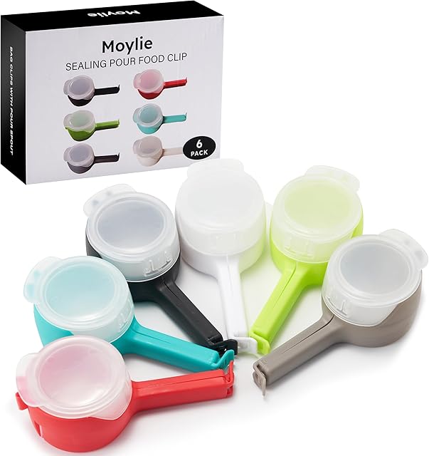 Bag Clips for Food Storage Sealing Clips with Pour Spouts Food Sealing Plastic Great for All Food or Cat/Dog Food Storage and Organization(6 Pack)