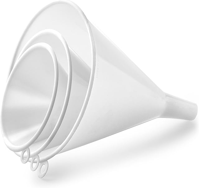 Zulay Kitchen 3-Piece Plastic Funnel Set - Large, Medium, and Small Kitchen Funnels Pouring Spout - for Filling Bottles Water Liquid, Protein Powder, Food Grade Cooking, Drink, Paint, Lotion, Kids