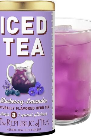 The Republic of Tea Herbal Iced Tea Bags, Beauty Blueberry Lavender | 8 count | Beautifying Botanicals®